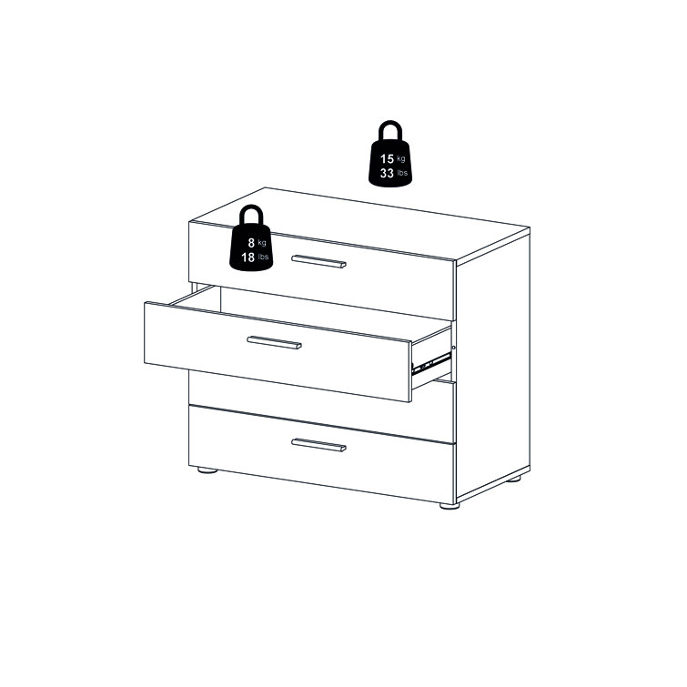 Austin 4-Drawer Sleek White Dresser with Metal Hardware
