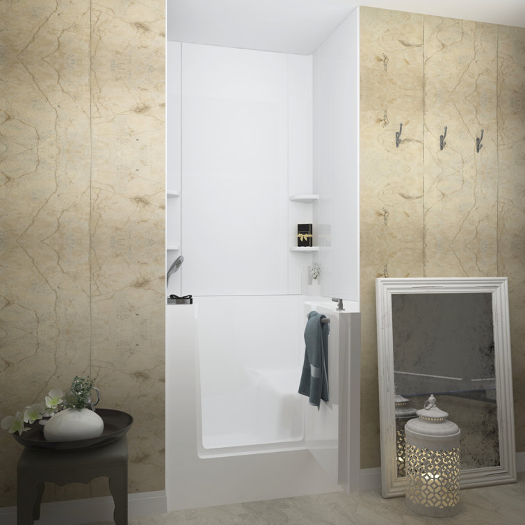 Mesa 39.75'' x 30.5'' White Acrylic Walk-In Air Bathtub