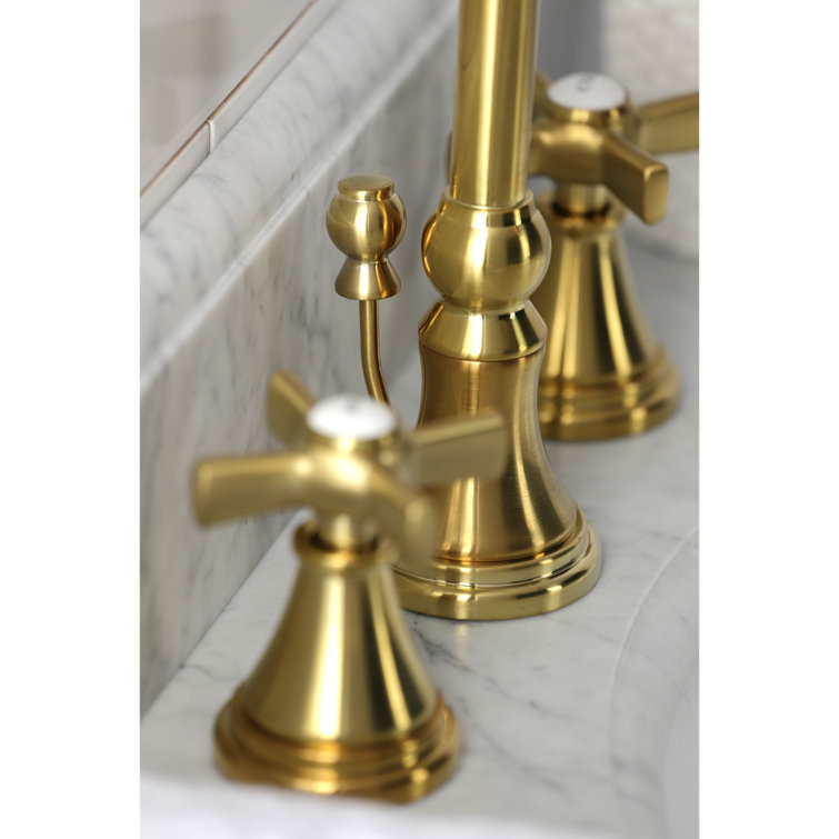 Elegant Millennium Brushed Brass Widespread Bathroom Faucet