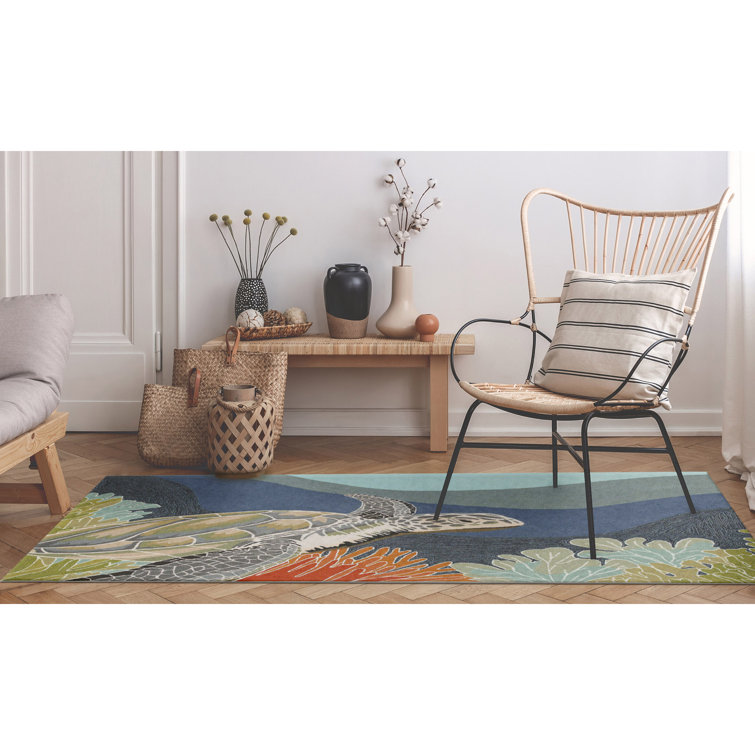 Handmade Blue Tufted Synthetic Rectangular 5' x 7' Rug