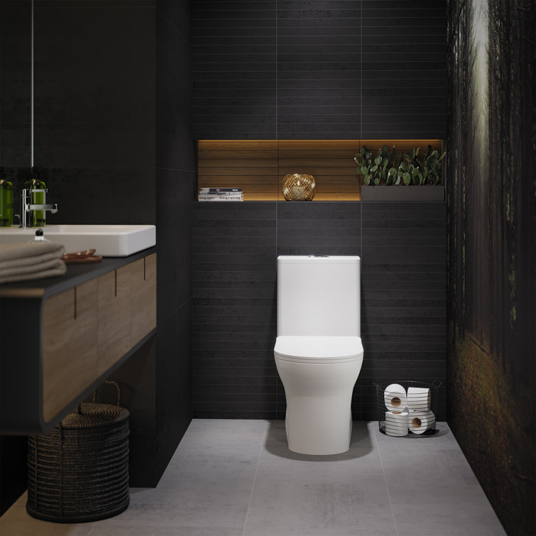 Glossy White High Efficiency Dual Flush One-Piece Elongated Toilet