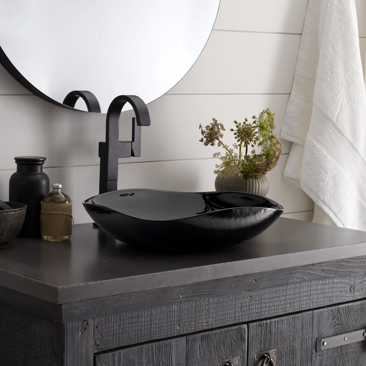Black Hand Spun Murano Glass Vessel Sink