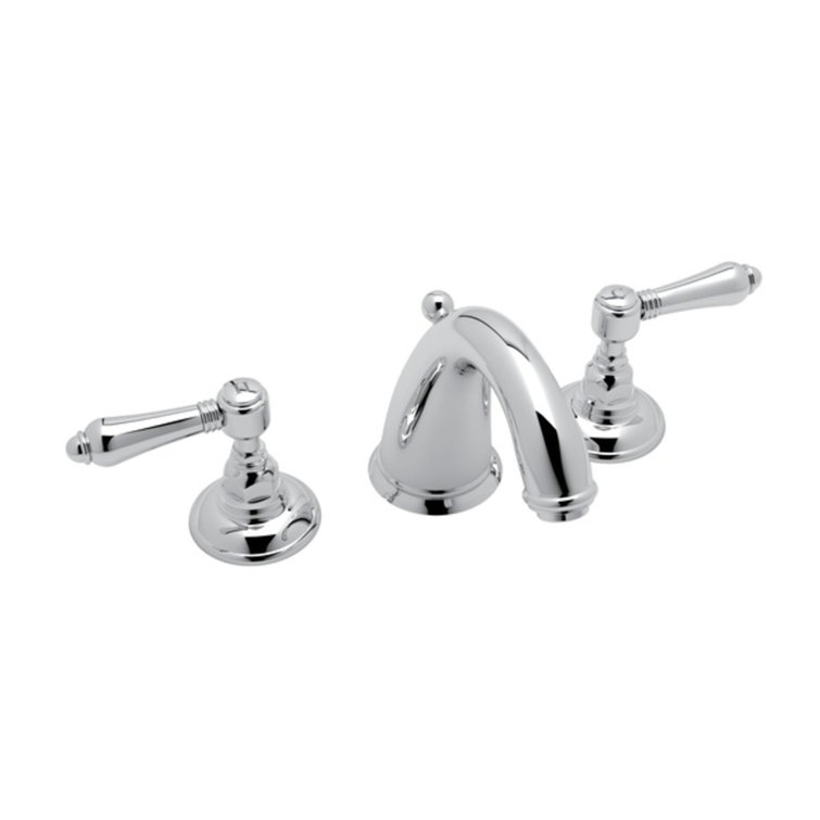 Classic Elegance 5.5" Polished Nickel Widespread Faucet with Porcelain Handles
