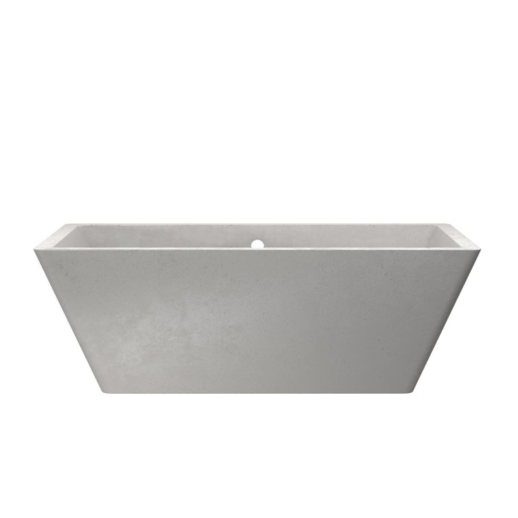 Ash Gray 66" Freestanding Concrete Soaking Bathtub