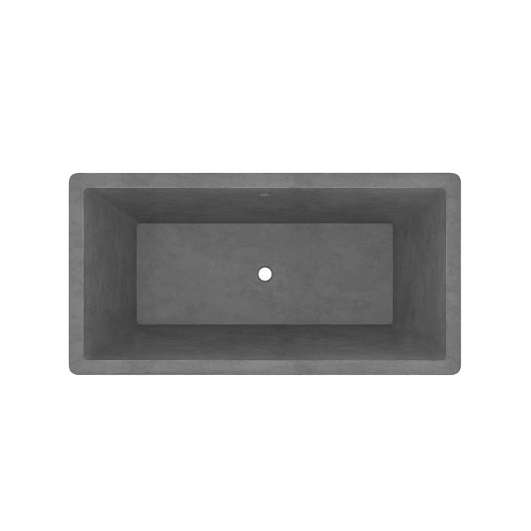 NativeStone 66" Slate Freestanding Concrete Soaking Bathtub