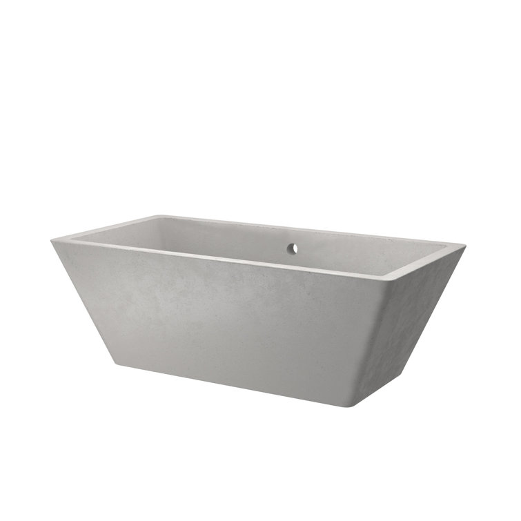 Ash Gray 66" Freestanding Concrete Soaking Bathtub