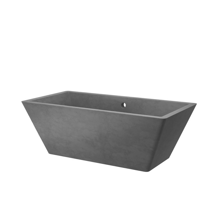 NativeStone 66" Slate Freestanding Concrete Soaking Bathtub