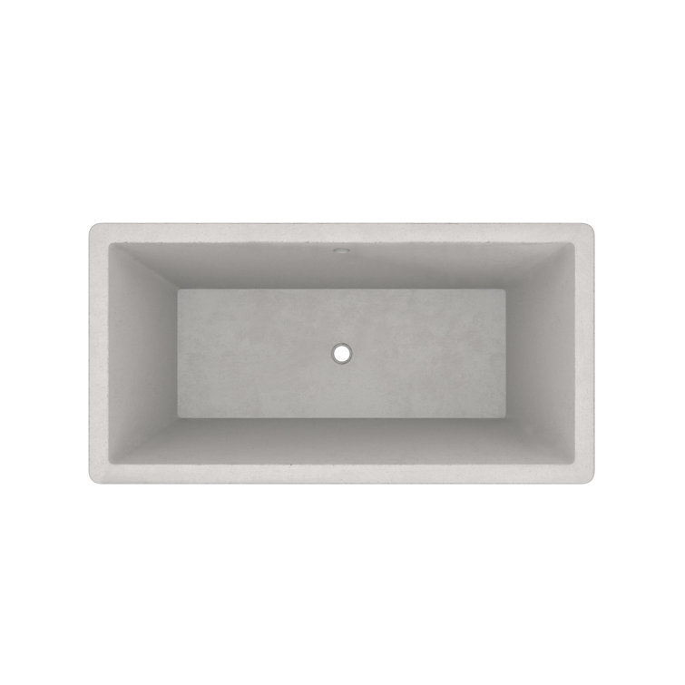 Ash Gray 66" Freestanding Concrete Soaking Bathtub