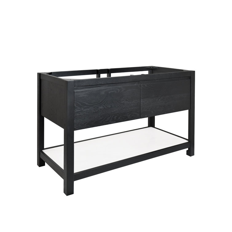 Transitional Solace 48" Midnight Oak Freestanding Vanity Base with Pearl Shelf