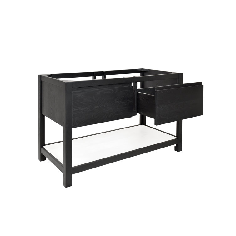 Transitional Solace 48" Midnight Oak Freestanding Vanity Base with Pearl Shelf
