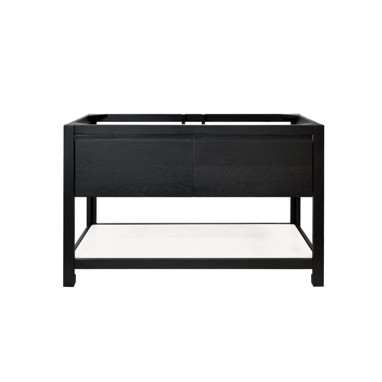 Transitional Solace 48" Midnight Oak Freestanding Vanity Base with Pearl Shelf