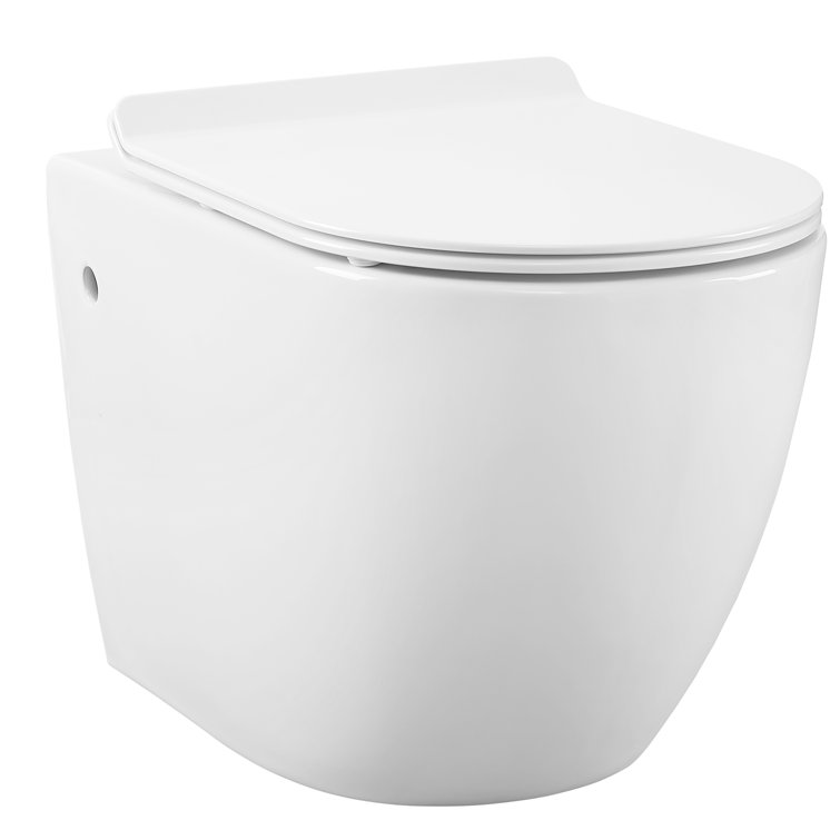 White Wall-Mounted Dual Flush Elongated Toilet