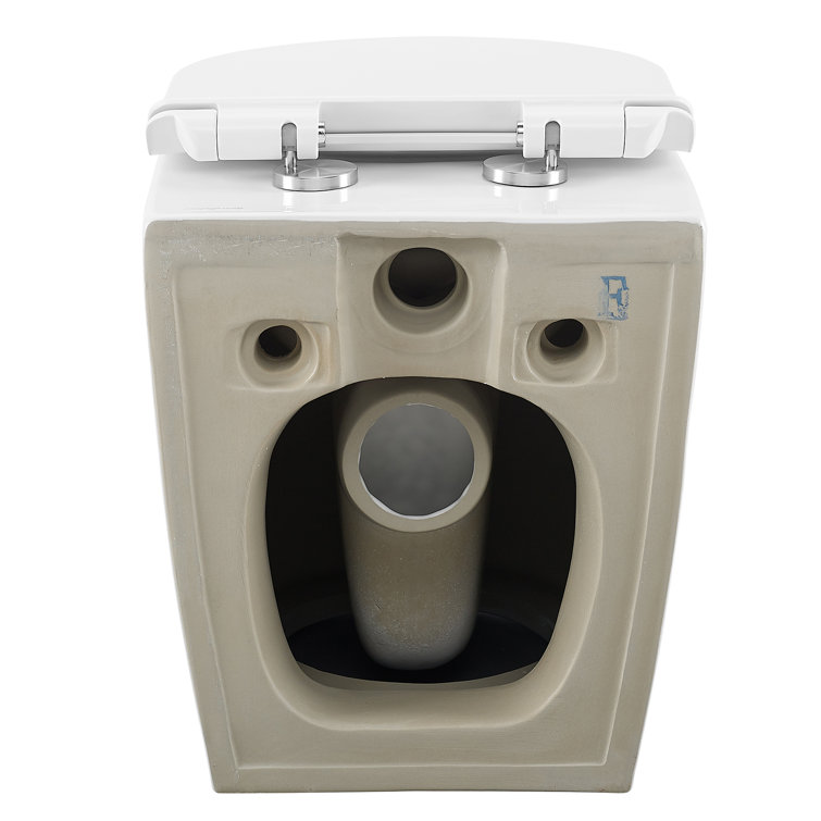 White Wall-Mounted Dual Flush Elongated Toilet