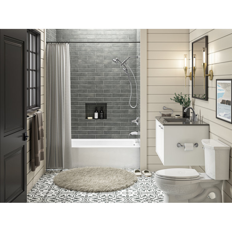 Bellwether White Cast Iron Alcove Soaking Bathtub