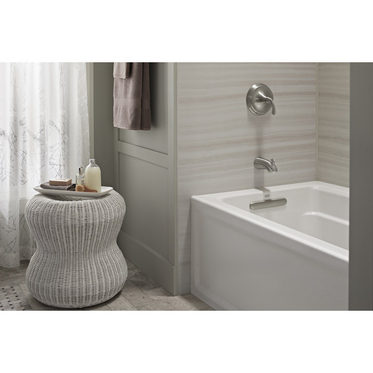 Archer 60" White Acrylic Alcove Soaking Tub with Lumbar Support