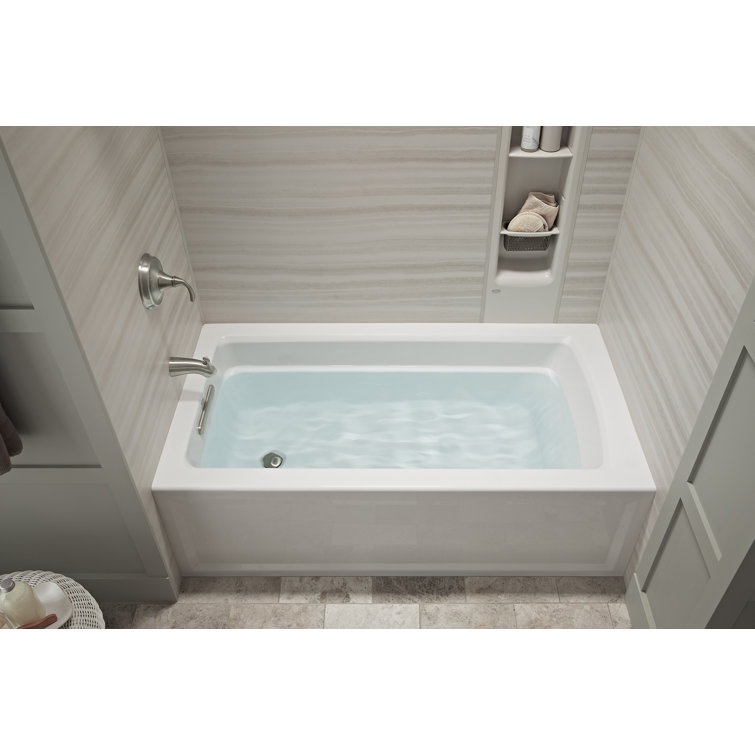 Archer 60" White Acrylic Alcove Soaking Tub with Lumbar Support