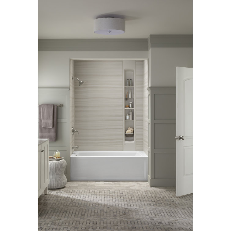 Archer 60" White Acrylic Alcove Soaking Tub with Lumbar Support