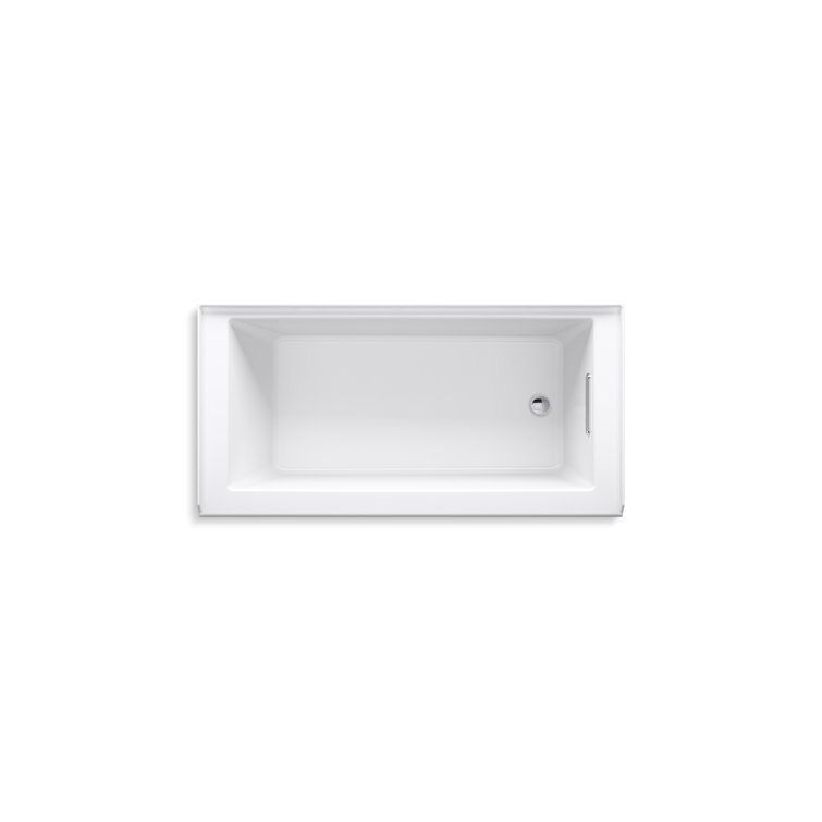 White Acrylic 60" Rectangular Alcove Soaking Bathtub with Slotted Overflow