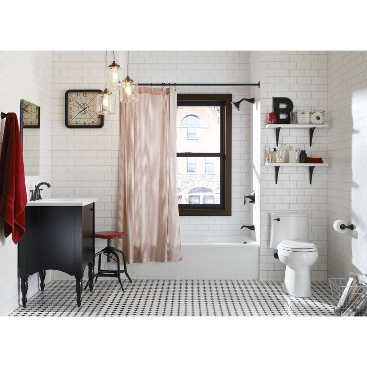 White Cast Iron Alcove Bathtub with Right Drain