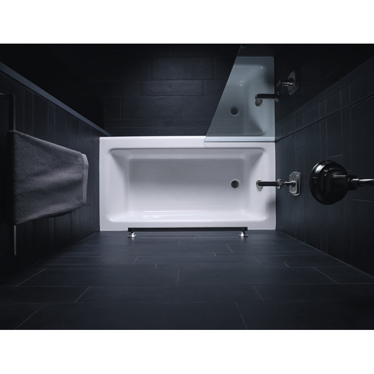 White Cast Iron Alcove Bathtub with Right Drain