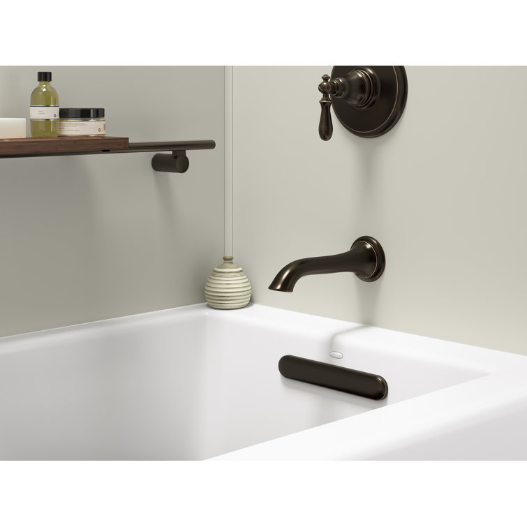 White Acrylic 60" Rectangular Alcove Soaking Bathtub with Slotted Overflow