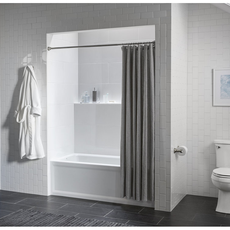 Archer 66" White Acrylic Alcove Soaking Tub with Right-Hand Drain