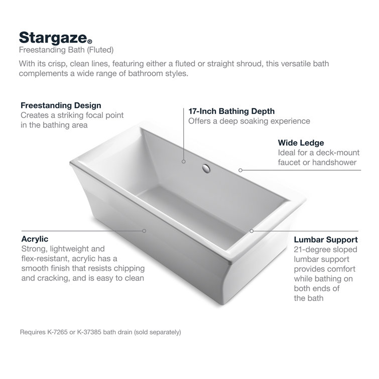 Stargaze 72" White Acrylic Freestanding Soaking Bathtub