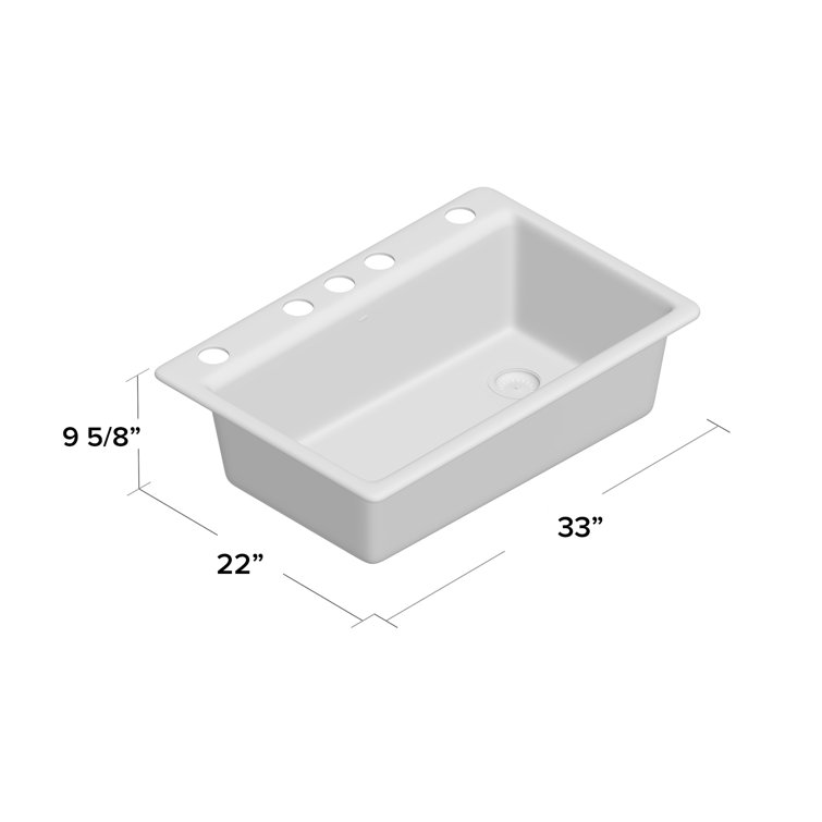 White Cast Iron Single Bowl Kitchen Sink with Accessories