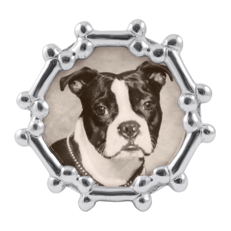Classic Silver Round Metal Picture Frame with Dog Bone Design
