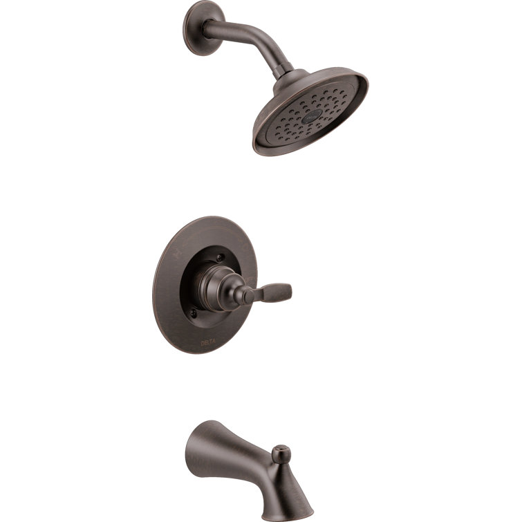 Contemporary Venetian Bronze Rain Showerhead with Pressure-Balancing Valve