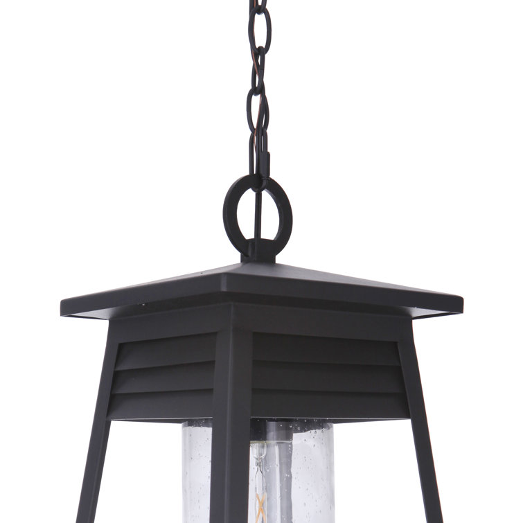 Becca Matte Black 10" Outdoor Pendant with Clear Seeded Glass