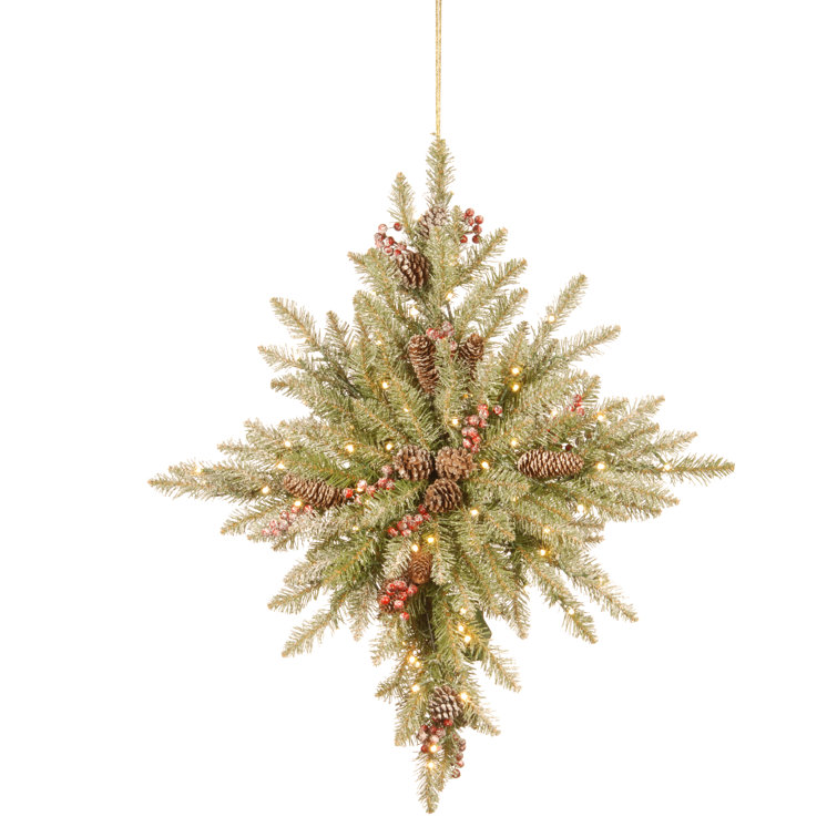 White Lighted Faux Pine Topiary with LED Lights