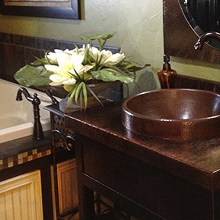 Granada 17'' Round Rustic Copper Bathroom Sink