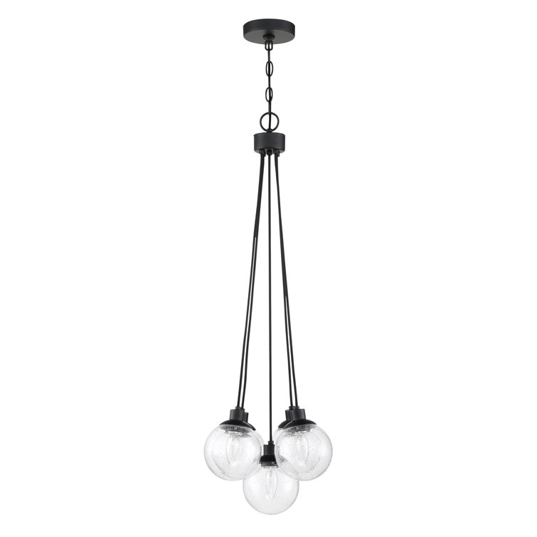 Flat Black Globe Cluster Pendant Light with Clear Glass Shades