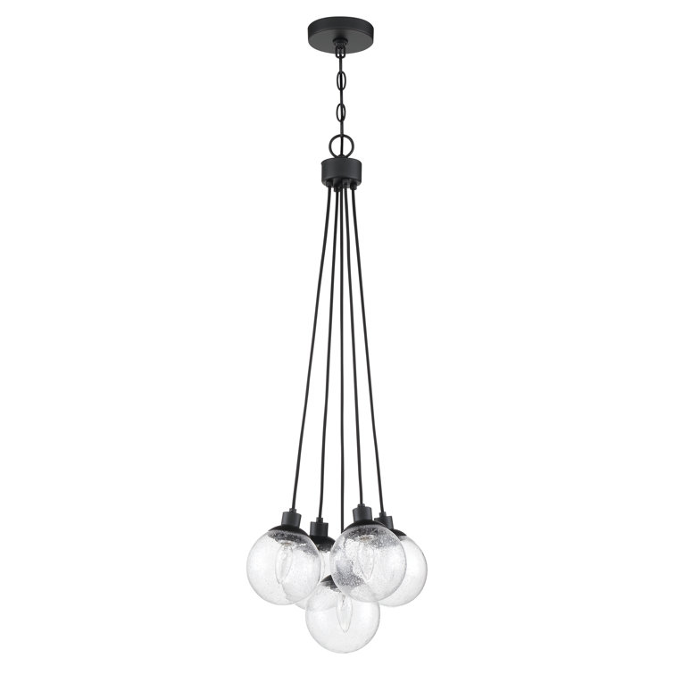 Flat Black Globe Cluster Pendant Light with Clear Glass Shades