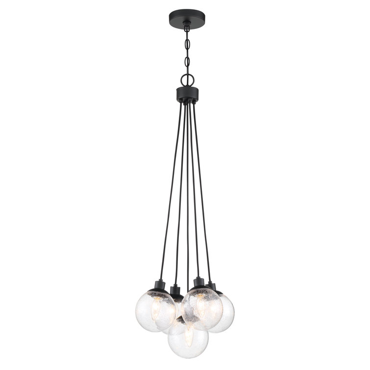 Flat Black Globe Cluster Pendant Light with Clear Glass Shades