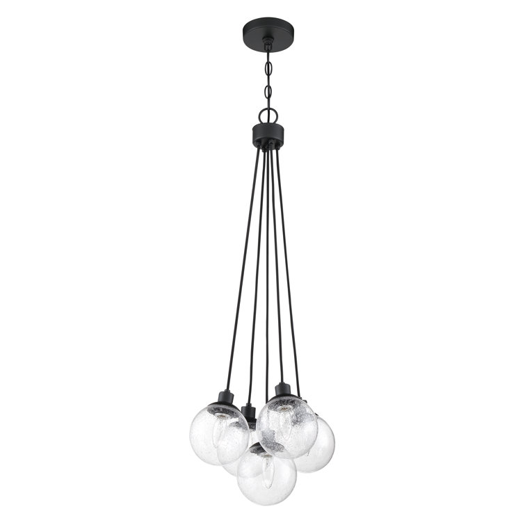 Flat Black Globe Cluster Pendant Light with Clear Glass Shades