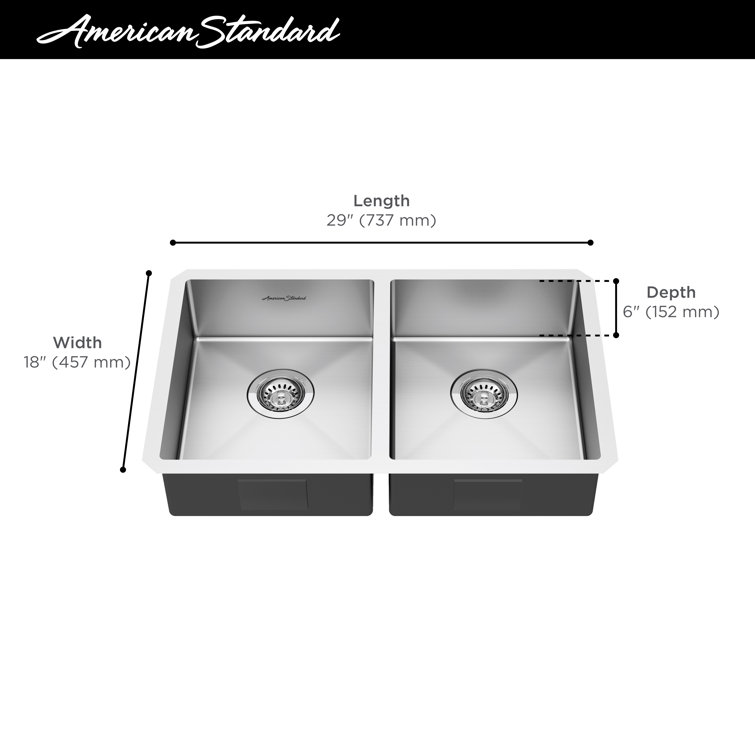Pekoe 29" Stainless Steel Double Bowl Drop-In Farmhouse Sink