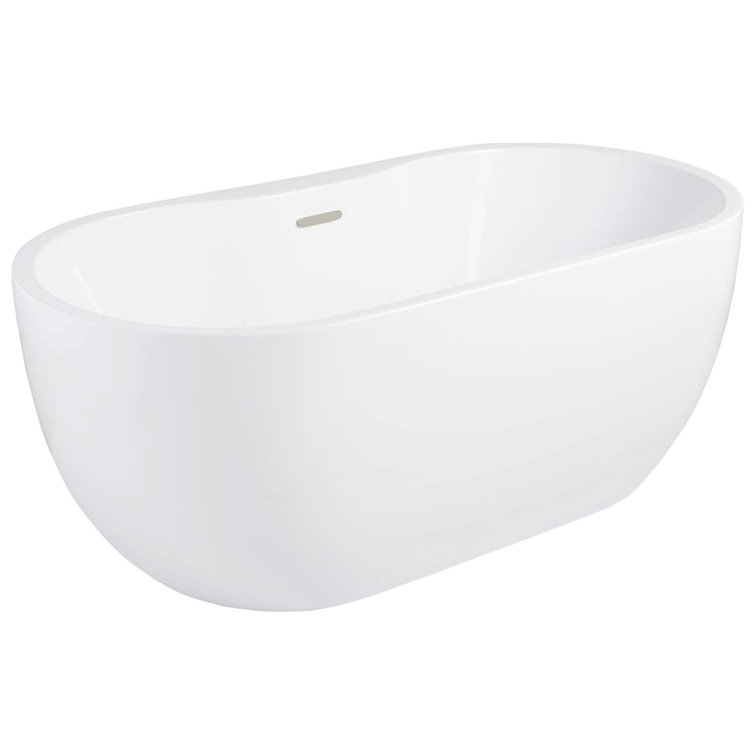 65" White Acrylic Freestanding Oval Soaking Bathtub