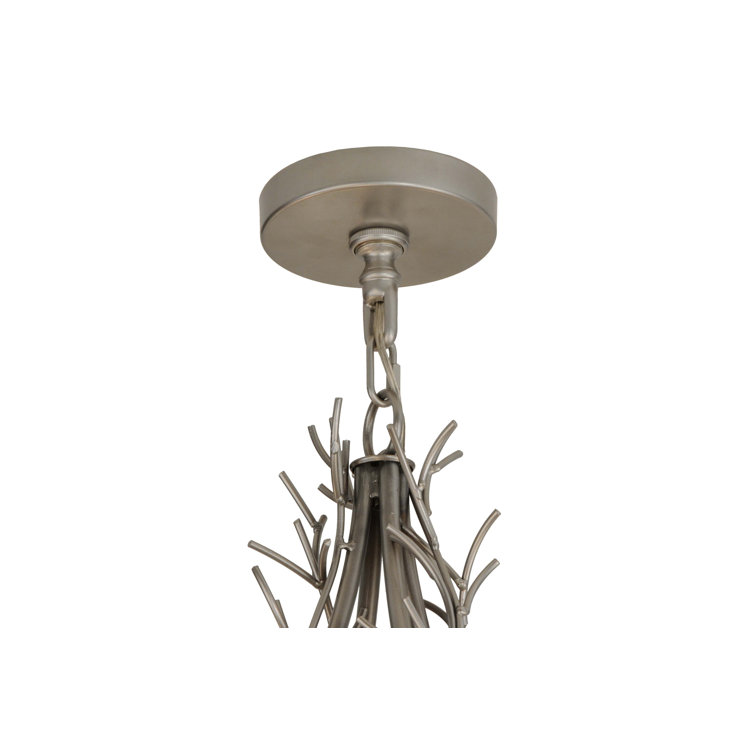 Nickel Twigs 12-Light Chandelier with Black Shades
