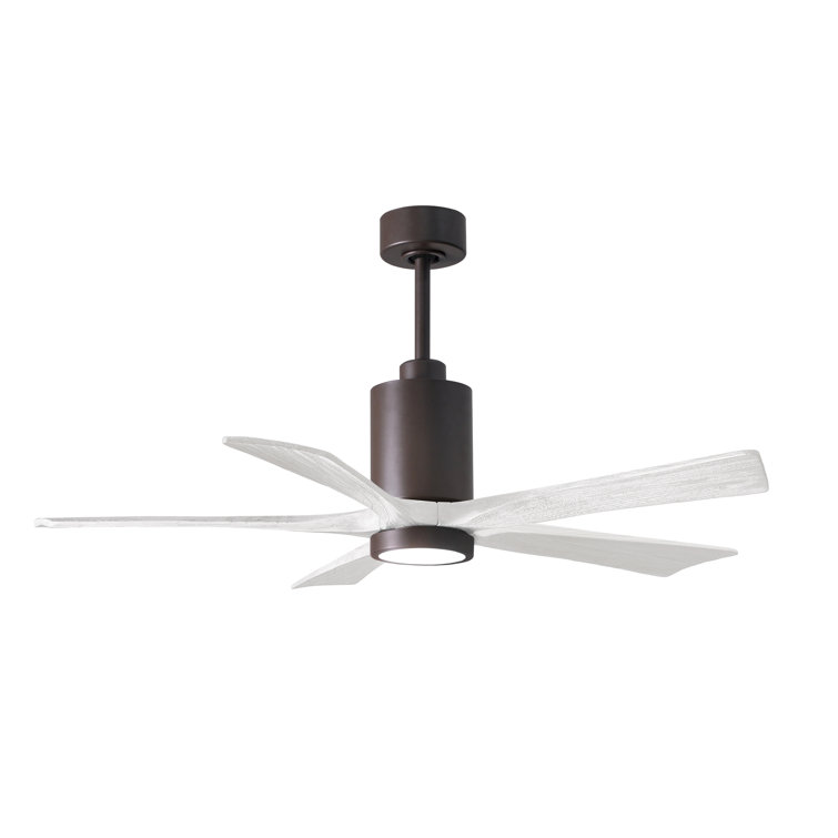 Patricia 52'' Textured Bronze Matte White Solid Wood Ceiling Fan with LED Lights