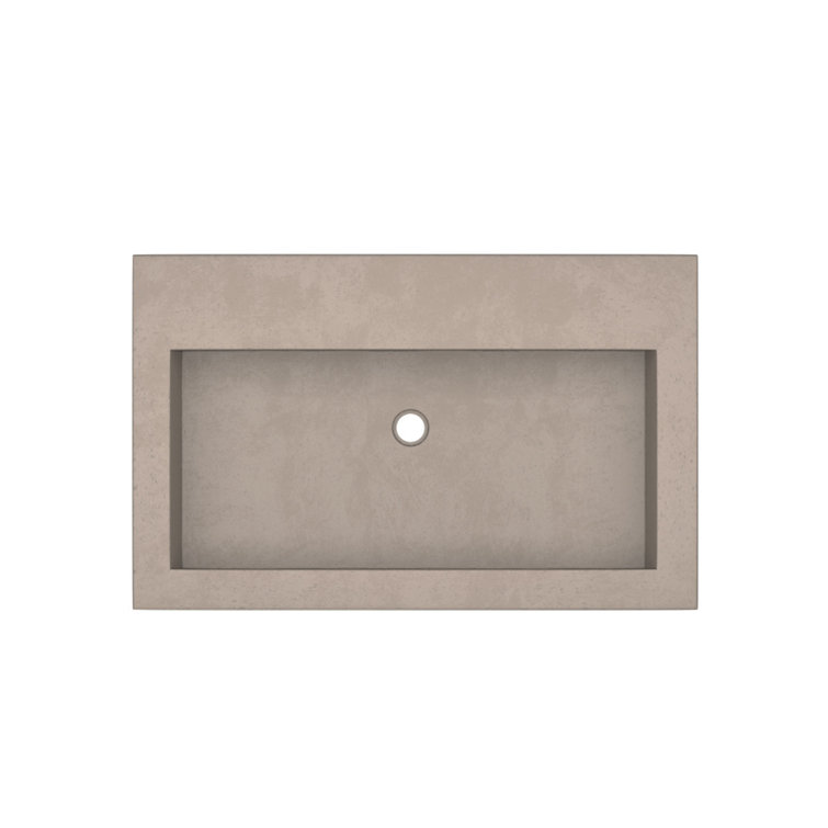 Earth Concrete Rectangular Drop-In Bathroom Sink, 30"