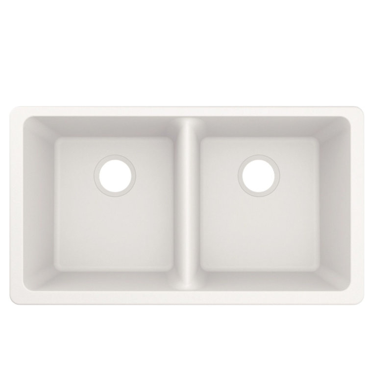 White Granite 33-Inch Drop-In Double Bowl Kitchen Sink