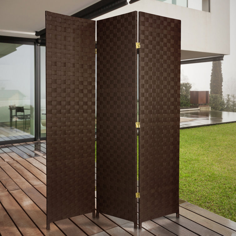 Black Woven Vinyl 6 ft. Tall Folding Room Divider