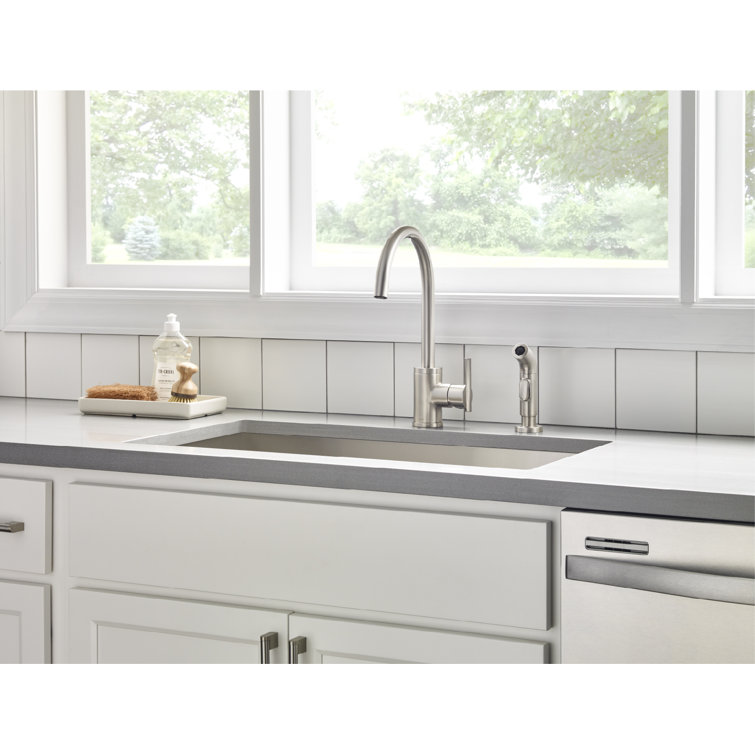 Stainless Steel Single Handle Kitchen Faucet with Side Spray