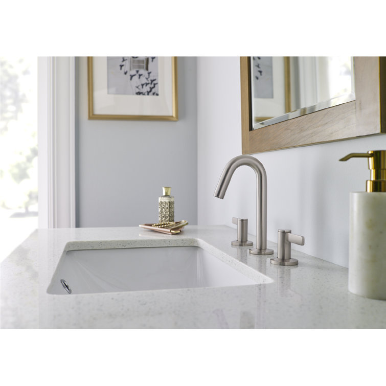 Amalfi Brushed Nickel Widespread Bathroom Faucet with Drain Assembly