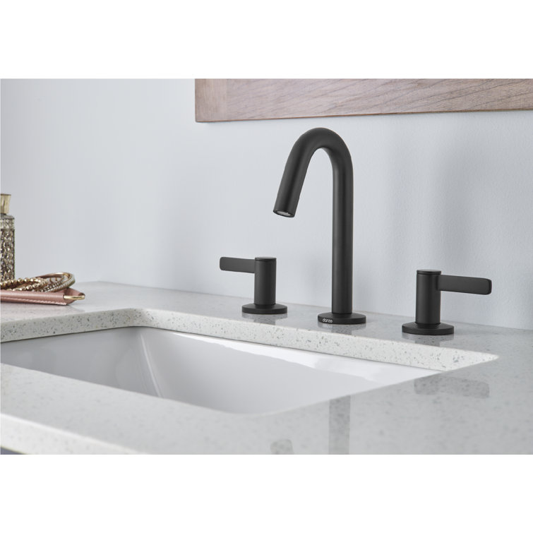 Amalfi Satin Black Widespread Bathroom Faucet with Drain Assembly