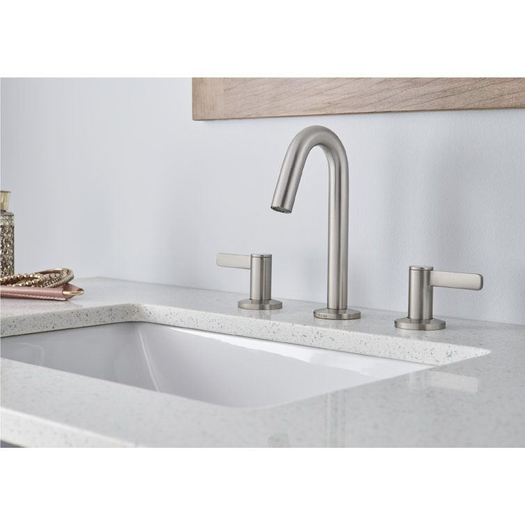 Amalfi Brushed Nickel Widespread Bathroom Faucet with Drain Assembly