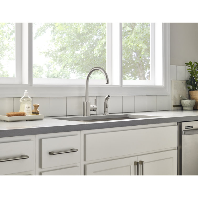 Stainless Steel Single Handle Kitchen Faucet with Side Spray