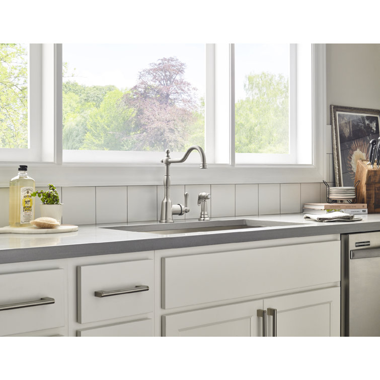 Opulence Stainless Steel Single Handle Kitchen Faucet with Side Spray